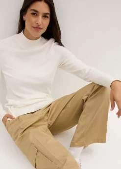 New Jersey básico de punto fino con cuello alto y algodón reciclado Mujer Básicos|Jerséis