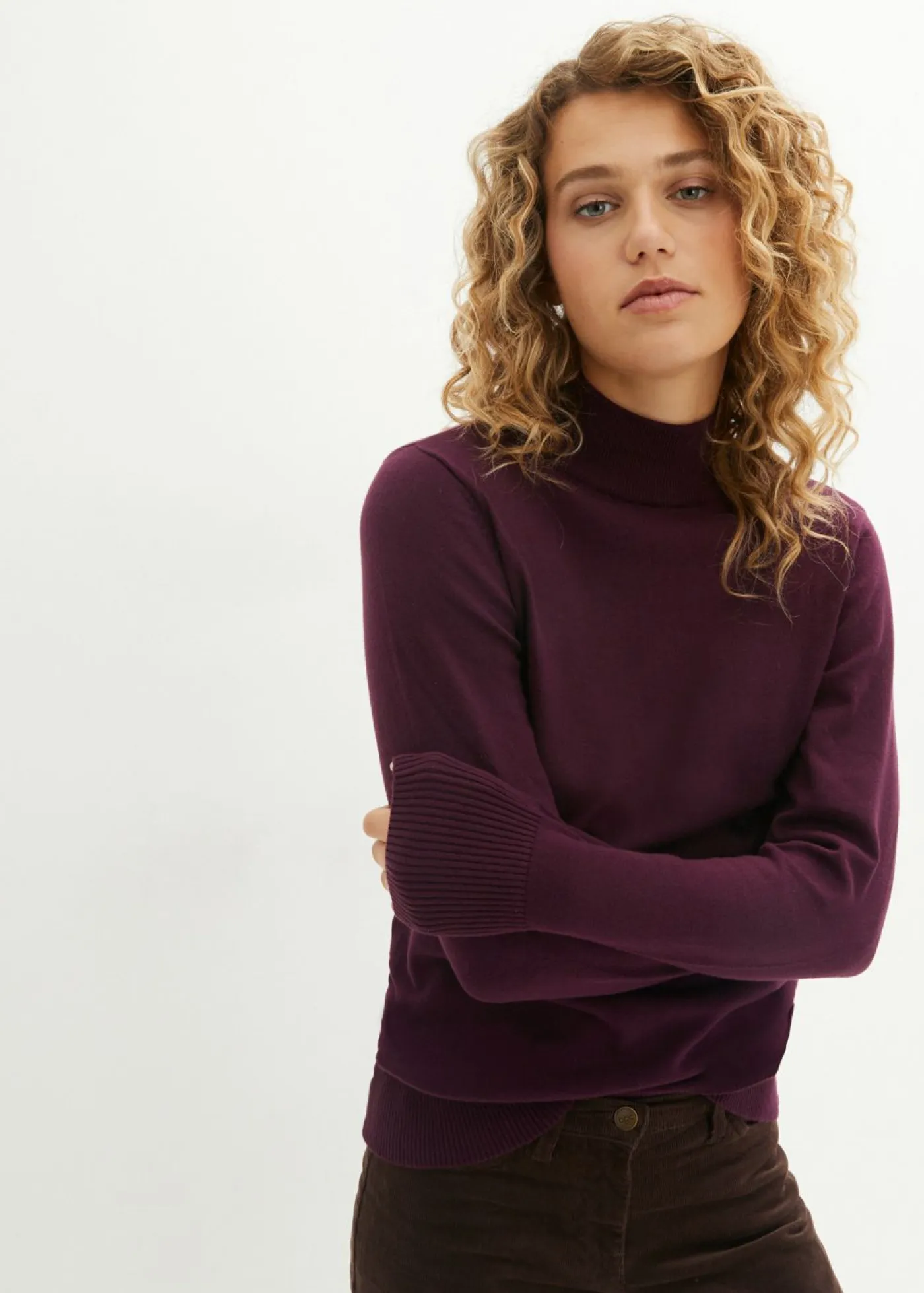 Best Jersey básico de punto fino con cuello alto y algodón reciclado Mujer Básicos|Jerséis