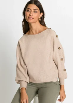 New Jersey con detalles de botón Mujer Jerséis|Ropa De Punto