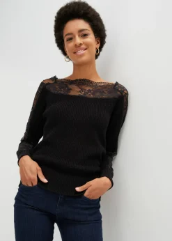 New Jersey con encaje Mujer Jerséis|Ropa De Punto