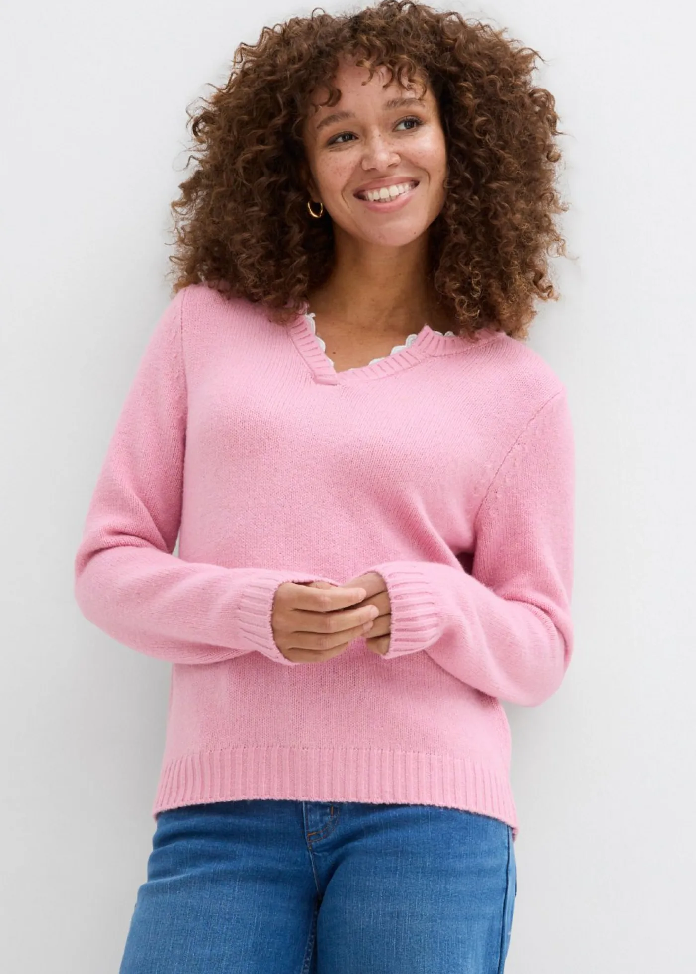 Outlet Jersey con inserto de encaje Mujer Jerséis|Ropa De Punto