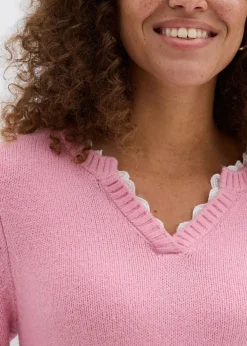 Outlet Jersey con inserto de encaje Mujer Jerséis|Ropa De Punto