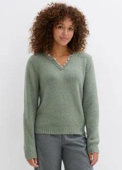 Outlet Jersey con inserto de encaje Mujer Jerséis|Ropa De Punto