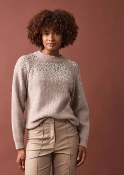 Outlet Jersey con lentejuelas Mujer Jerséis|Ropa De Punto