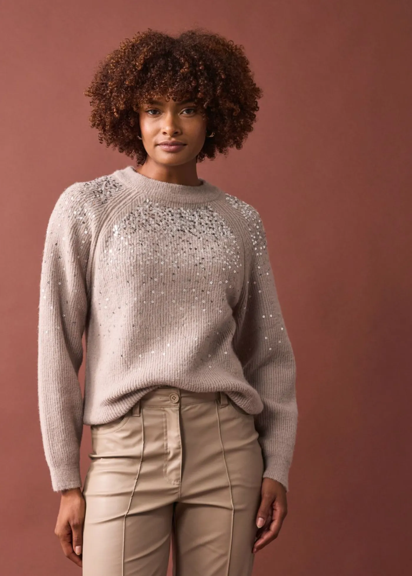 Outlet Jersey con lentejuelas Mujer Jerséis|Ropa De Punto