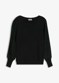 New Jersey con mangas plisadas de viscosa sostenible Mujer Jerséis|Ropa De Punto