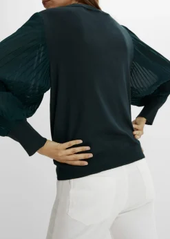 Jersey con mangas plisadas de viscosa sostenible Mujer Jerséis|Ropa De Punto