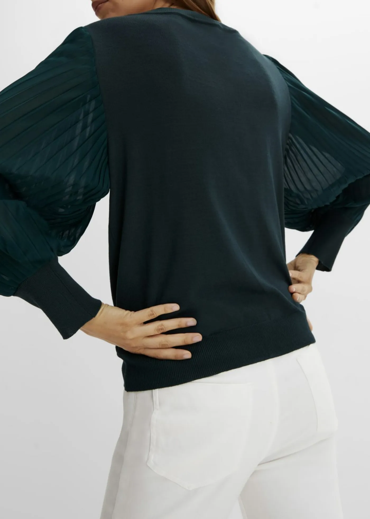 Jersey con mangas plisadas de viscosa sostenible Mujer Jerséis|Ropa De Punto