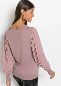 Best Jersey con mangas plisadas de viscosa sostenible Mujer Jerséis|Ropa De Punto