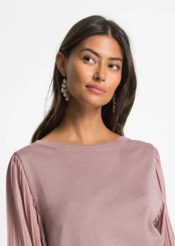 Best Jersey con mangas plisadas de viscosa sostenible Mujer Jerséis|Ropa De Punto