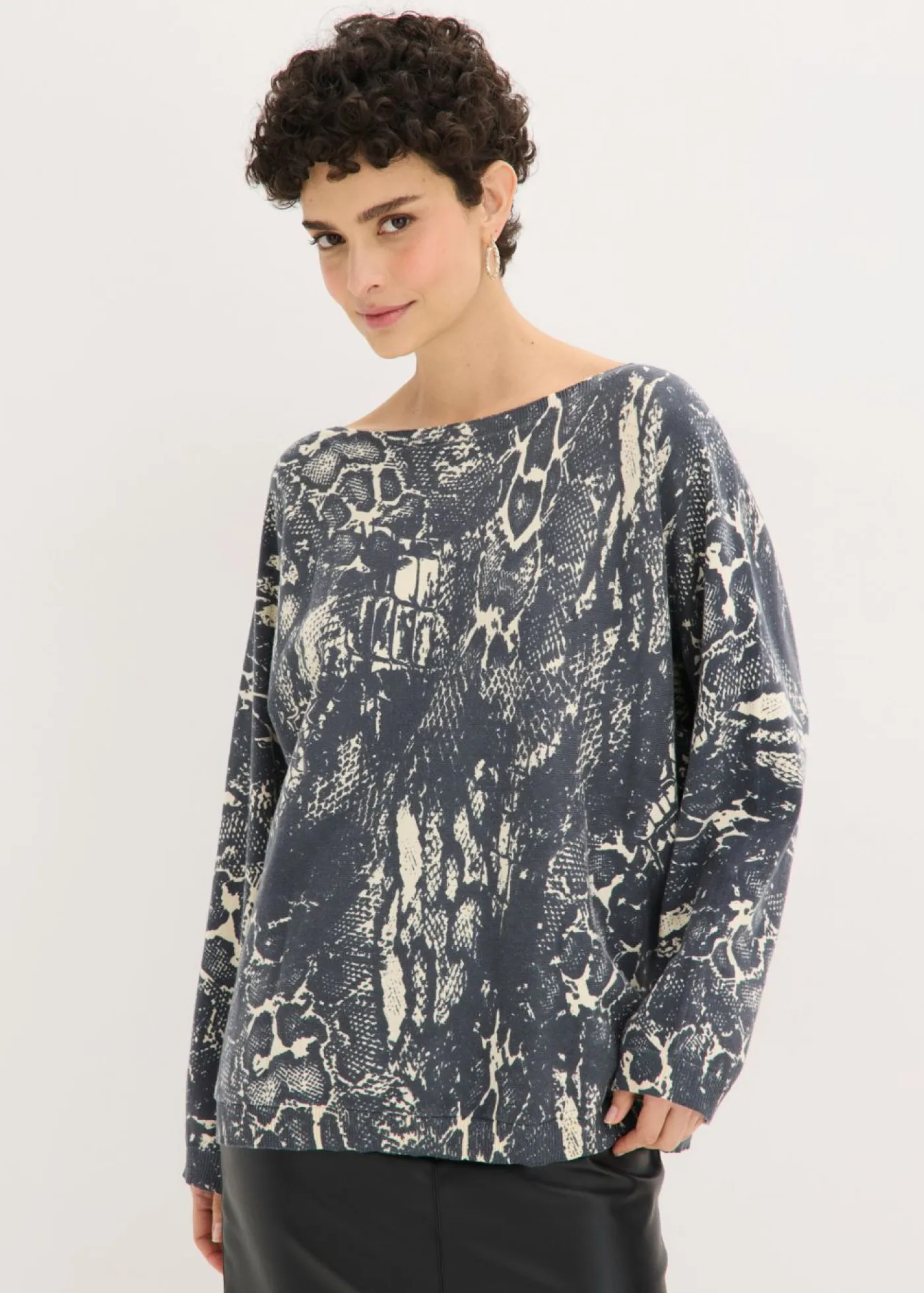 Discount Jersey con mangas tipo murciélago y estampado de serpiente Mujer Jerséis|Ropa De Punto