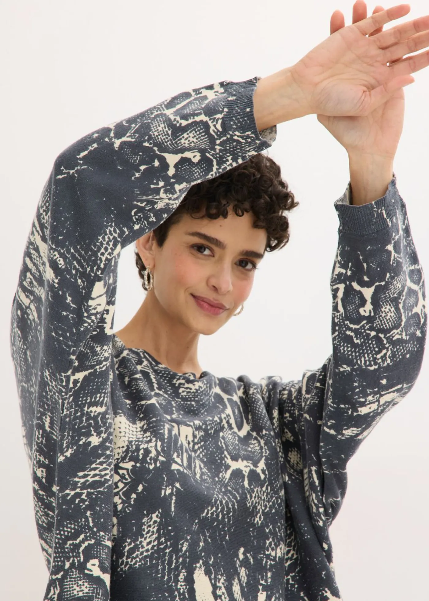 Discount Jersey con mangas tipo murciélago y estampado de serpiente Mujer Jerséis|Ropa De Punto