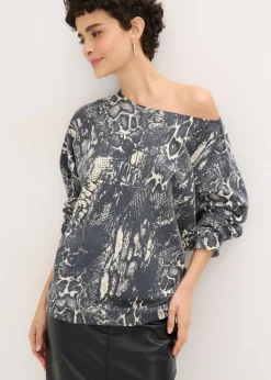 Discount Jersey con mangas tipo murciélago y estampado de serpiente Mujer Jerséis|Ropa De Punto