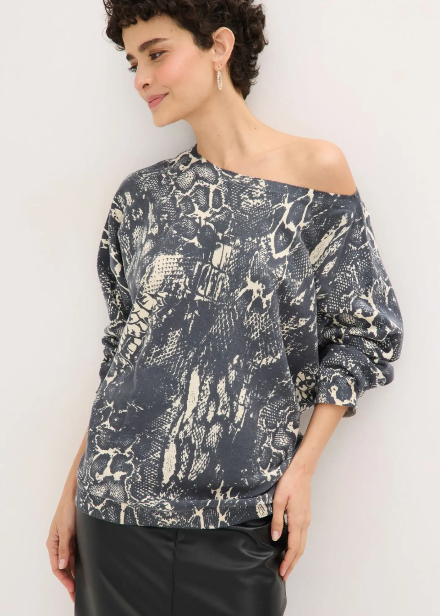 Discount Jersey con mangas tipo murciélago y estampado de serpiente Mujer Jerséis|Ropa De Punto