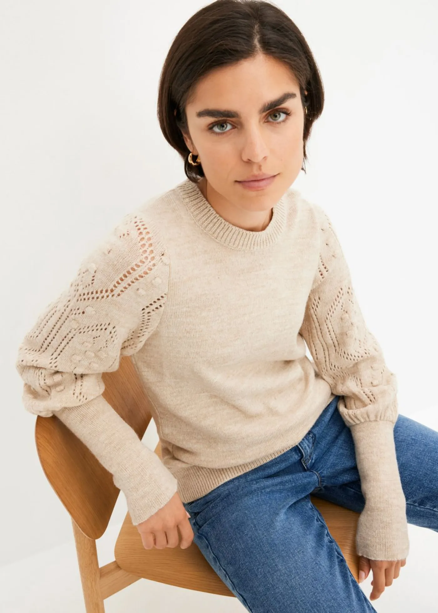 Online Jersey con patrón de ajour Mujer Jerséis|Ropa De Punto