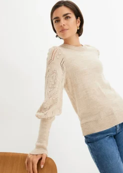 Online Jersey con patrón de ajour Mujer Jerséis|Ropa De Punto
