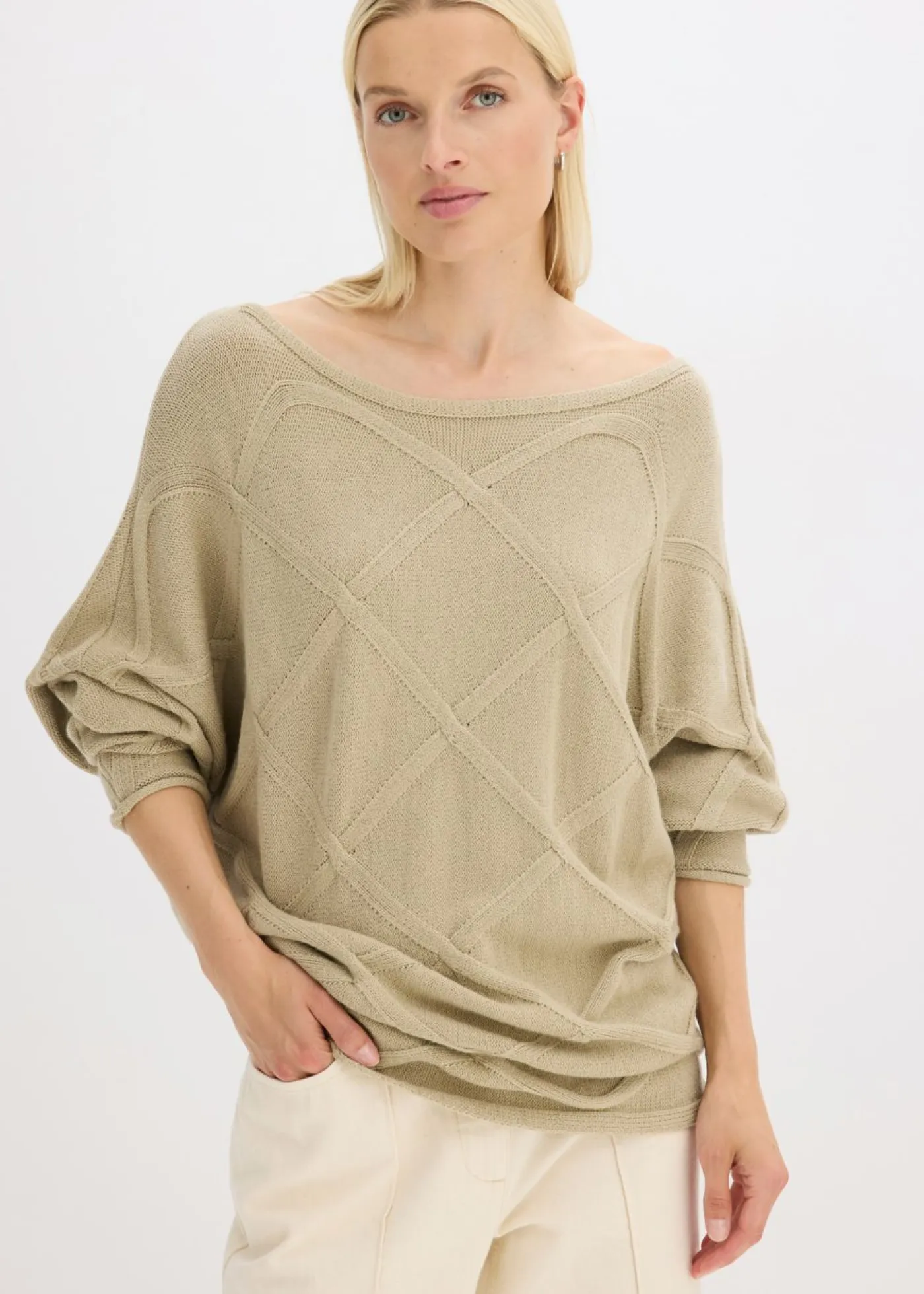 Sale Jersey con patrón trenzado horizontal Mujer Jerséis|Ropa De Punto