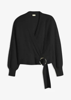 New Jersey cruzado con accesorio Mujer Jerséis|Ropa De Punto