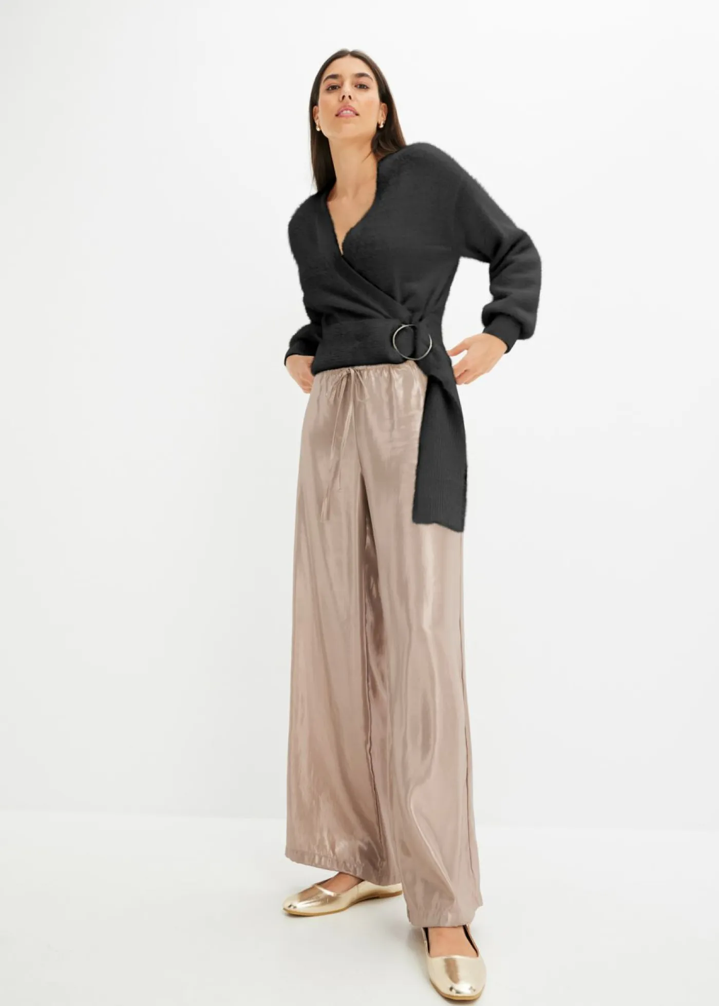 New Jersey cruzado con accesorio Mujer Jerséis|Ropa De Punto