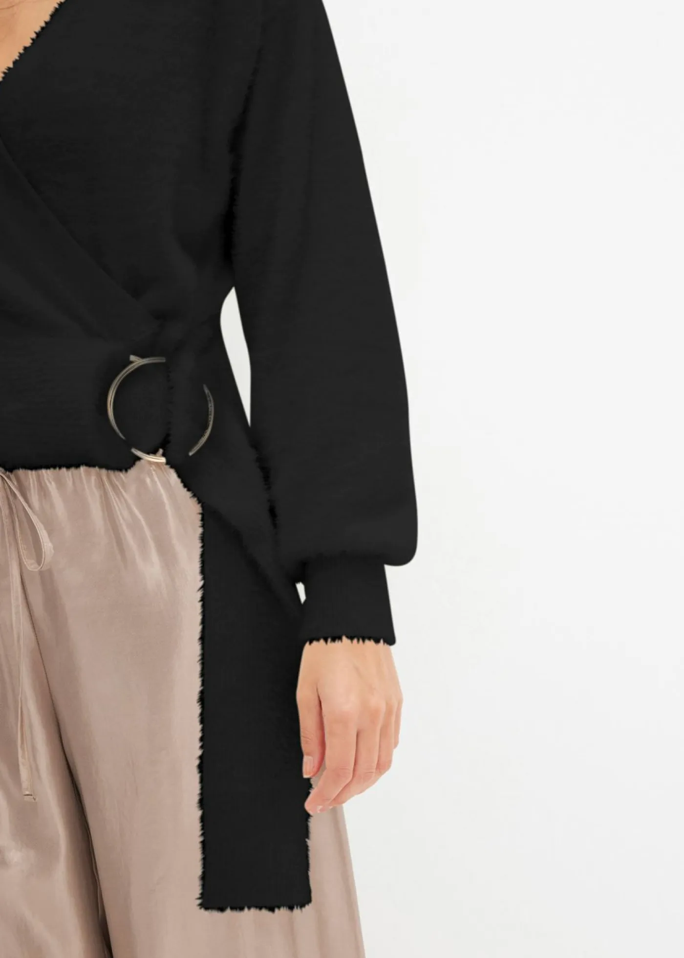 New Jersey cruzado con accesorio Mujer Jerséis|Ropa De Punto