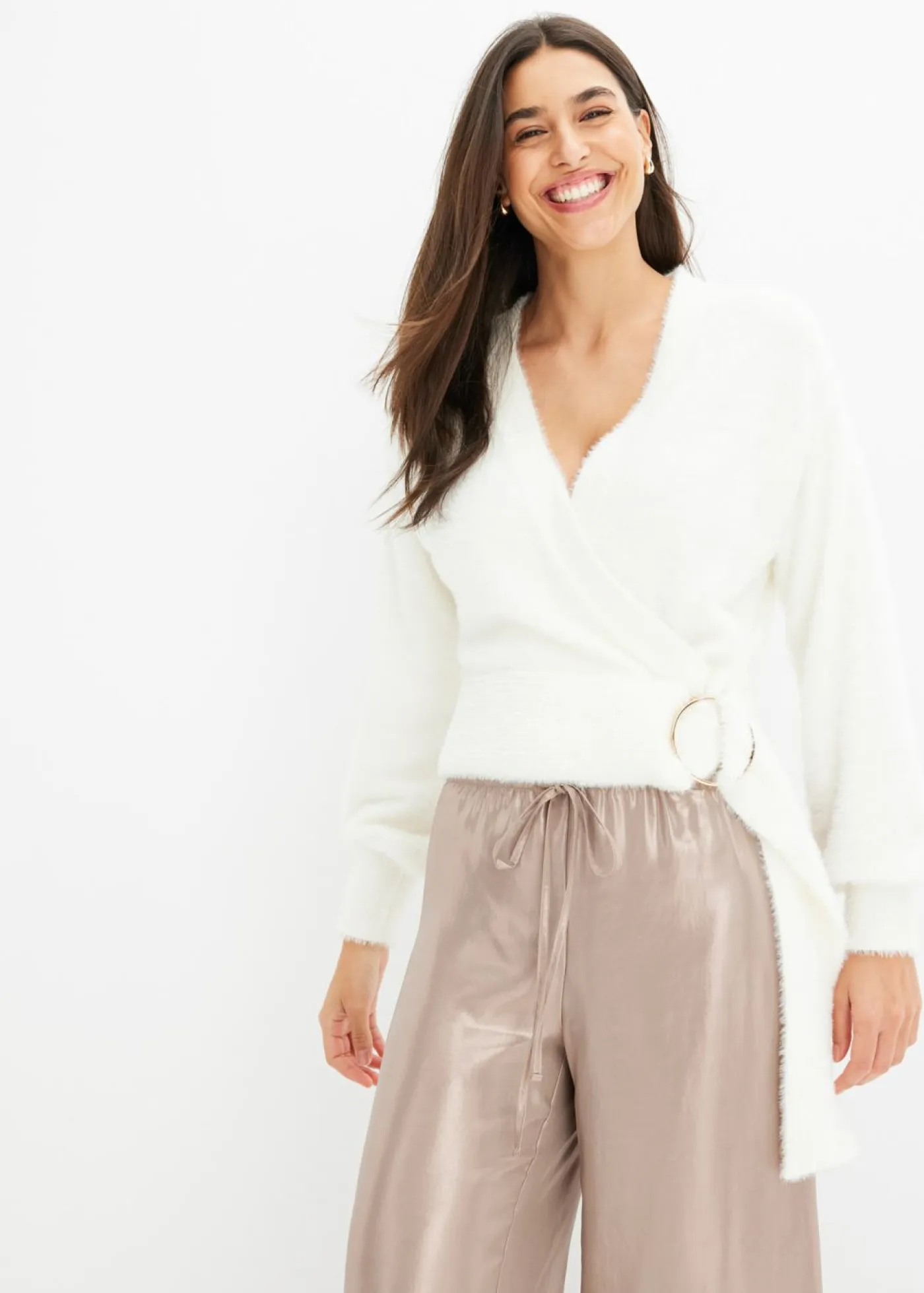 Jersey cruzado con accesorio Mujer Jerséis|Ropa De Punto