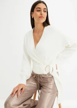 Jersey cruzado con accesorio Mujer Jerséis|Ropa De Punto