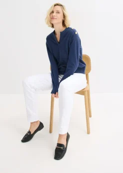 Outlet Jersey de algodón con detalle de botones Mujer Jerséis|Ropa De Punto