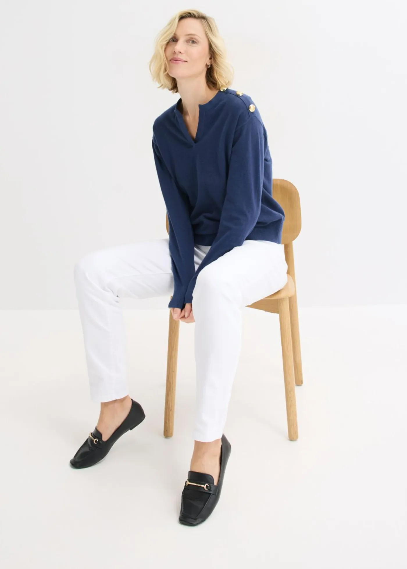 Outlet Jersey de algodón con detalle de botones Mujer Jerséis|Ropa De Punto