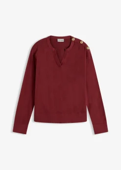 New Jersey de algodón con detalle de botones Mujer Jerséis|Ropa De Punto