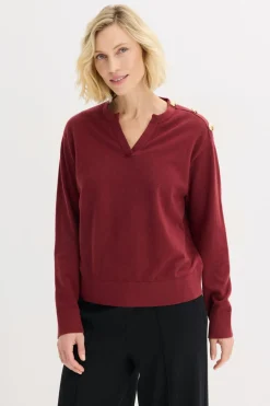 New Jersey de algodón con detalle de botones Mujer Jerséis|Ropa De Punto