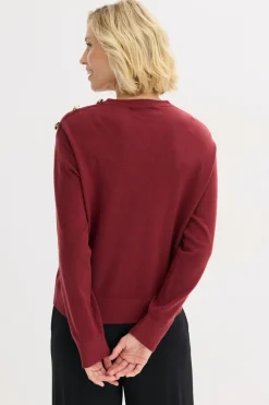 New Jersey de algodón con detalle de botones Mujer Jerséis|Ropa De Punto