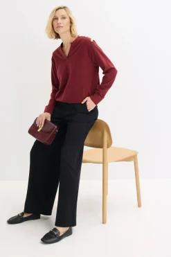 New Jersey de algodón con detalle de botones Mujer Jerséis|Ropa De Punto