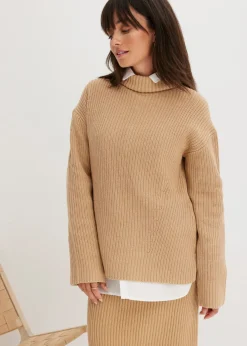 Hot Jersey de algodón puro con cuello vuelto Mujer Jerséis|Ropa De Punto