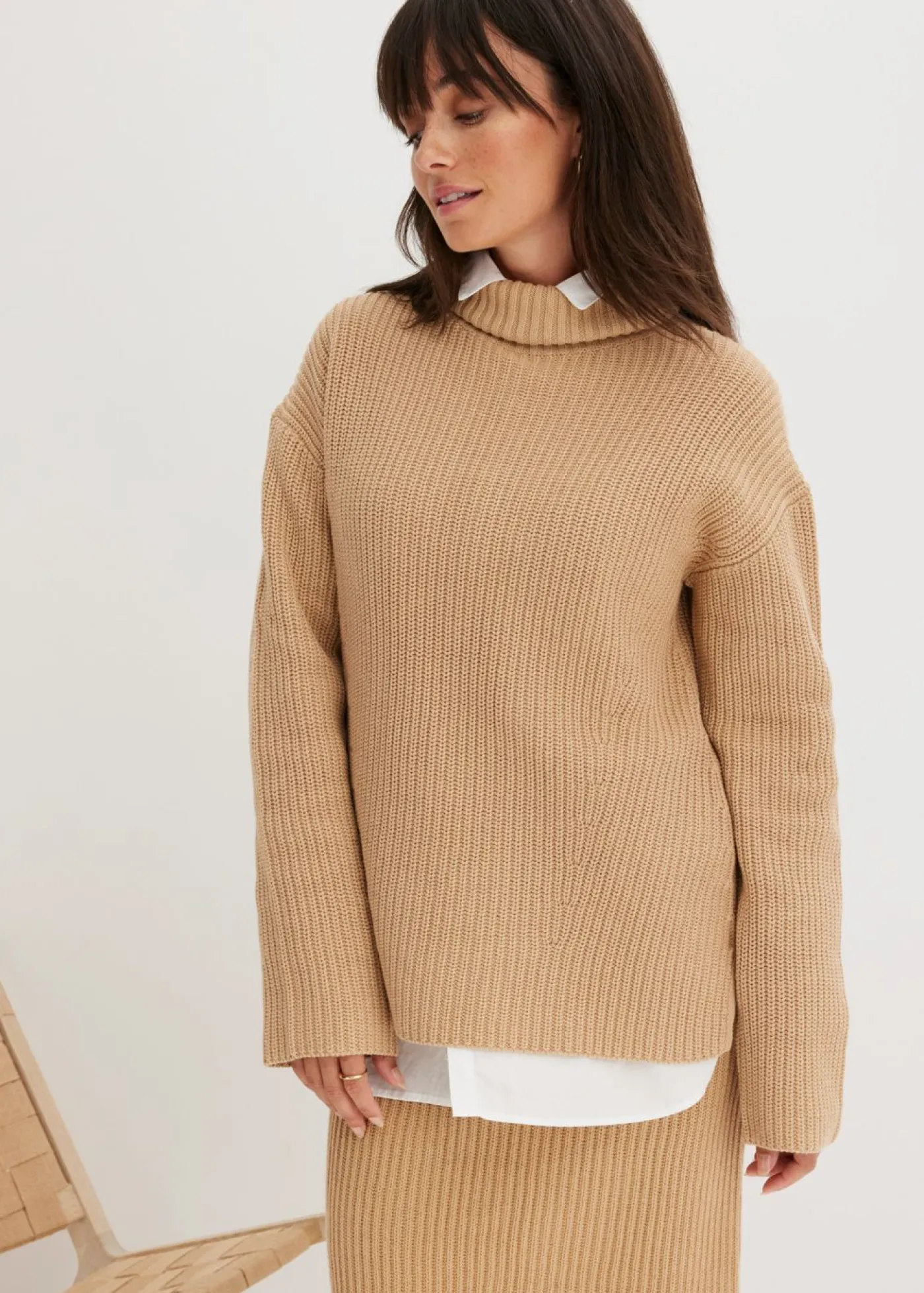 Hot Jersey de algodón puro con cuello vuelto Mujer Jerséis|Ropa De Punto