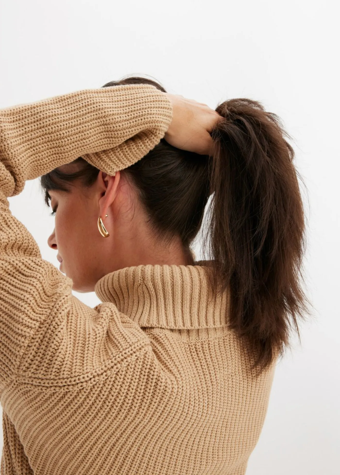 Hot Jersey de algodón puro con cuello vuelto Mujer Jerséis|Ropa De Punto