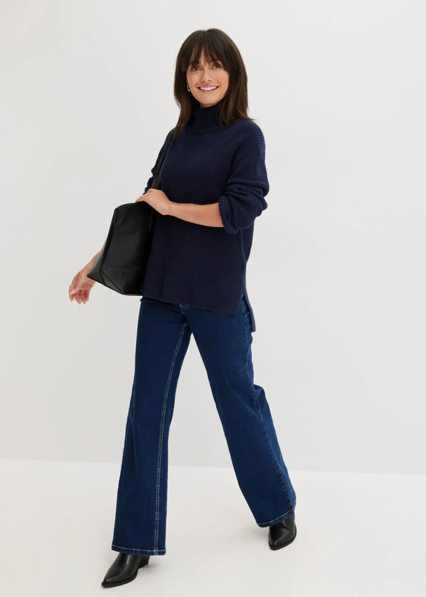 Best Jersey de algodón puro con cuello vuelto Mujer Jerséis|Ropa De Punto