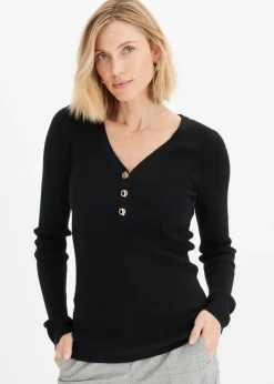 Outlet Jersey de canalé con viscosa Mujer Jerséis|Ropa De Punto