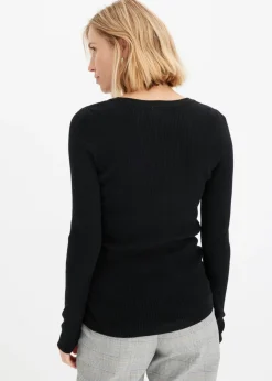 Outlet Jersey de canalé con viscosa Mujer Jerséis|Ropa De Punto