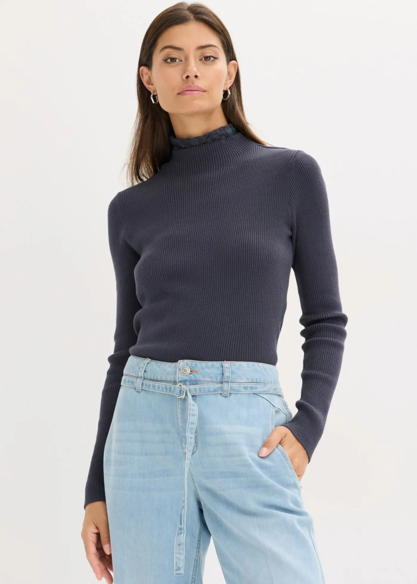 Best Jersey de canalé de mezcla de viscosa fluida Mujer Jerséis|Ropa De Punto