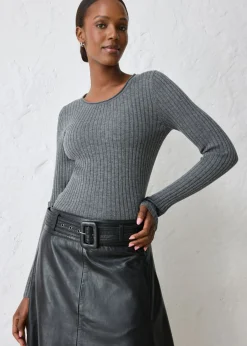 Discount Jersey de canalé en lana merina Mujer Premium|Jerséis