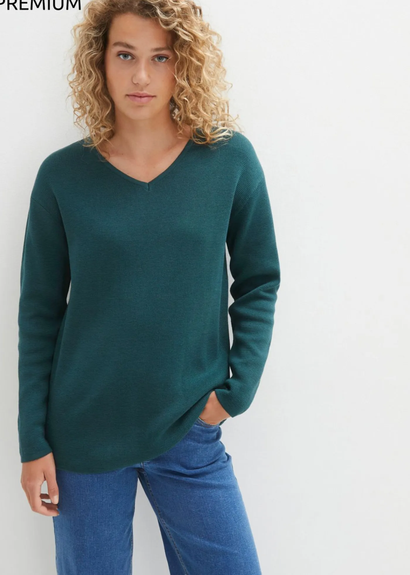 New Jersey de canalé Milano con escote en V Mujer Jerséis|Ropa De Punto