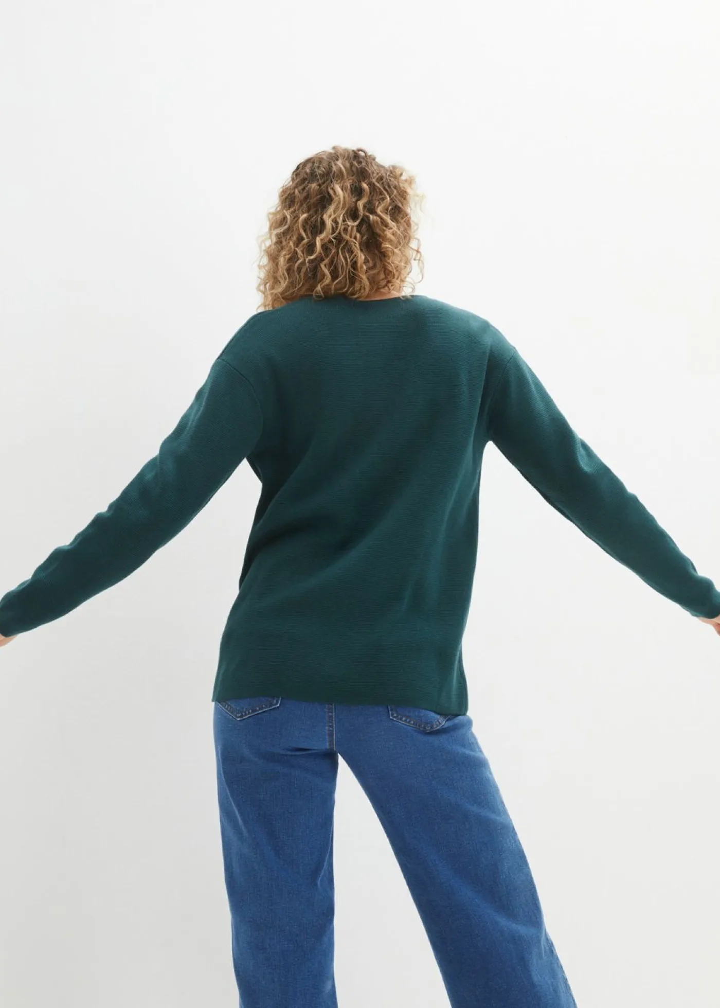 New Jersey de canalé Milano con escote en V Mujer Jerséis|Ropa De Punto