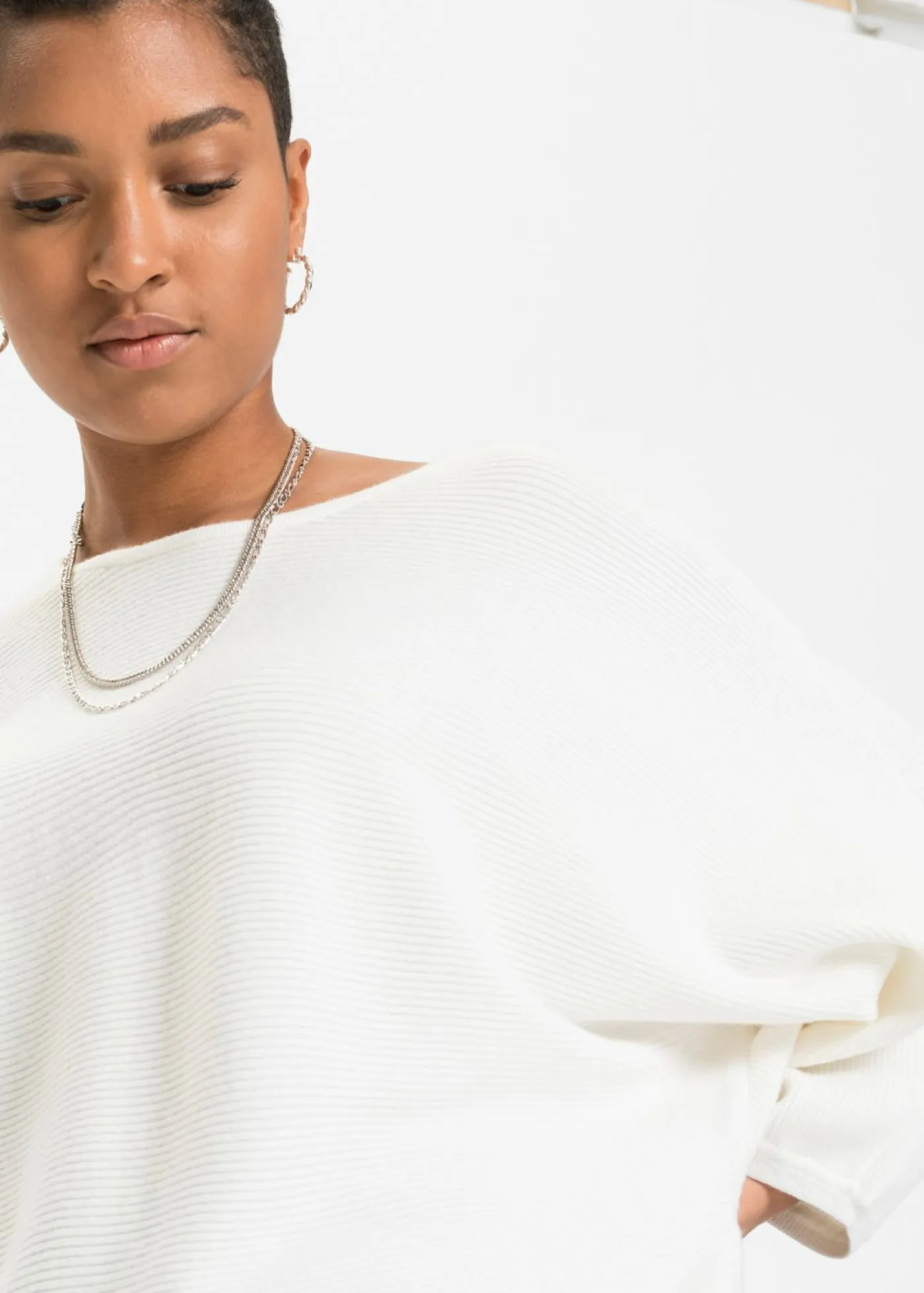 Jersey de canalé oversize de mezcla de viscosa Mujer Jerséis|Ropa De Punto