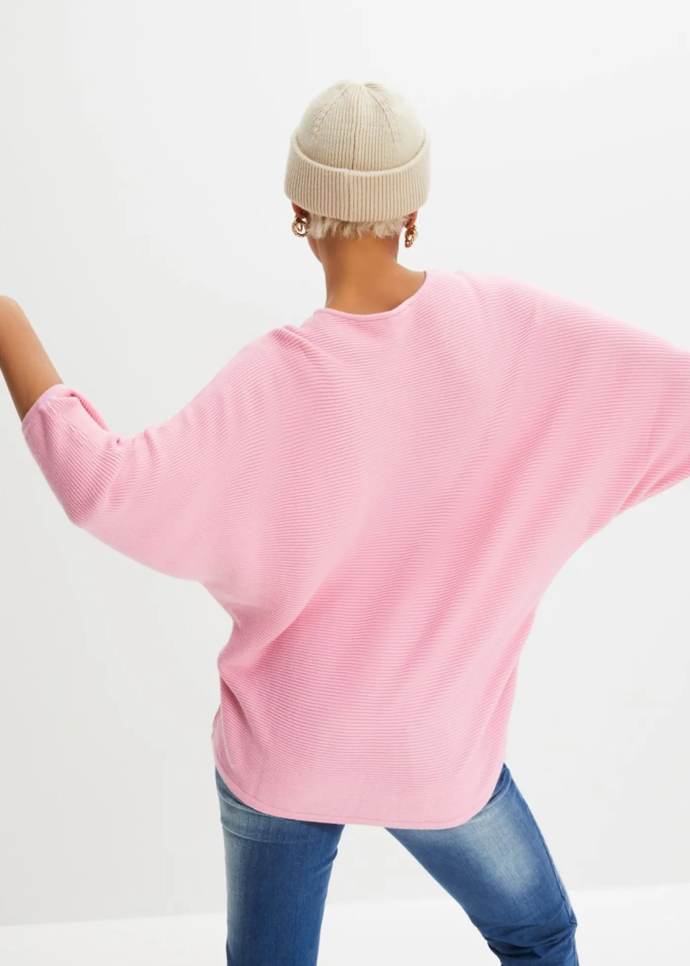 Jersey de canalé oversize de mezcla de viscosa Mujer Jerséis|Ropa De Punto