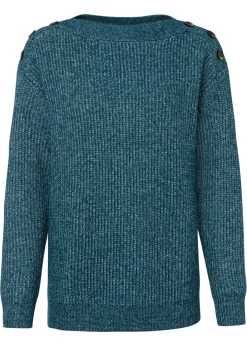 Outlet Jersey de corte holgado con botones Mujer Jerséis|Ropa De Punto