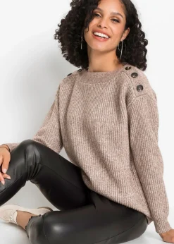 New Jersey de corte holgado con botones Mujer Jerséis|Ropa De Punto
