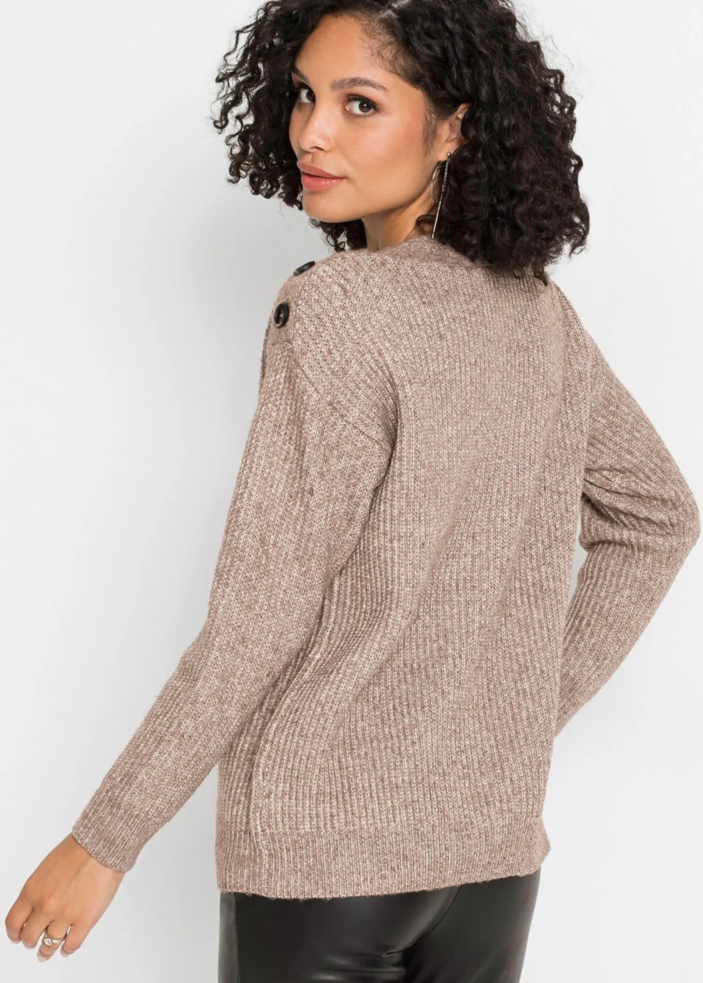 New Jersey de corte holgado con botones Mujer Jerséis|Ropa De Punto