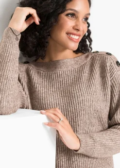 New Jersey de corte holgado con botones Mujer Jerséis|Ropa De Punto