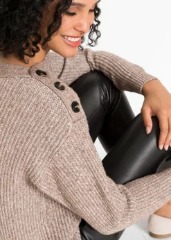 New Jersey de corte holgado con botones Mujer Jerséis|Ropa De Punto