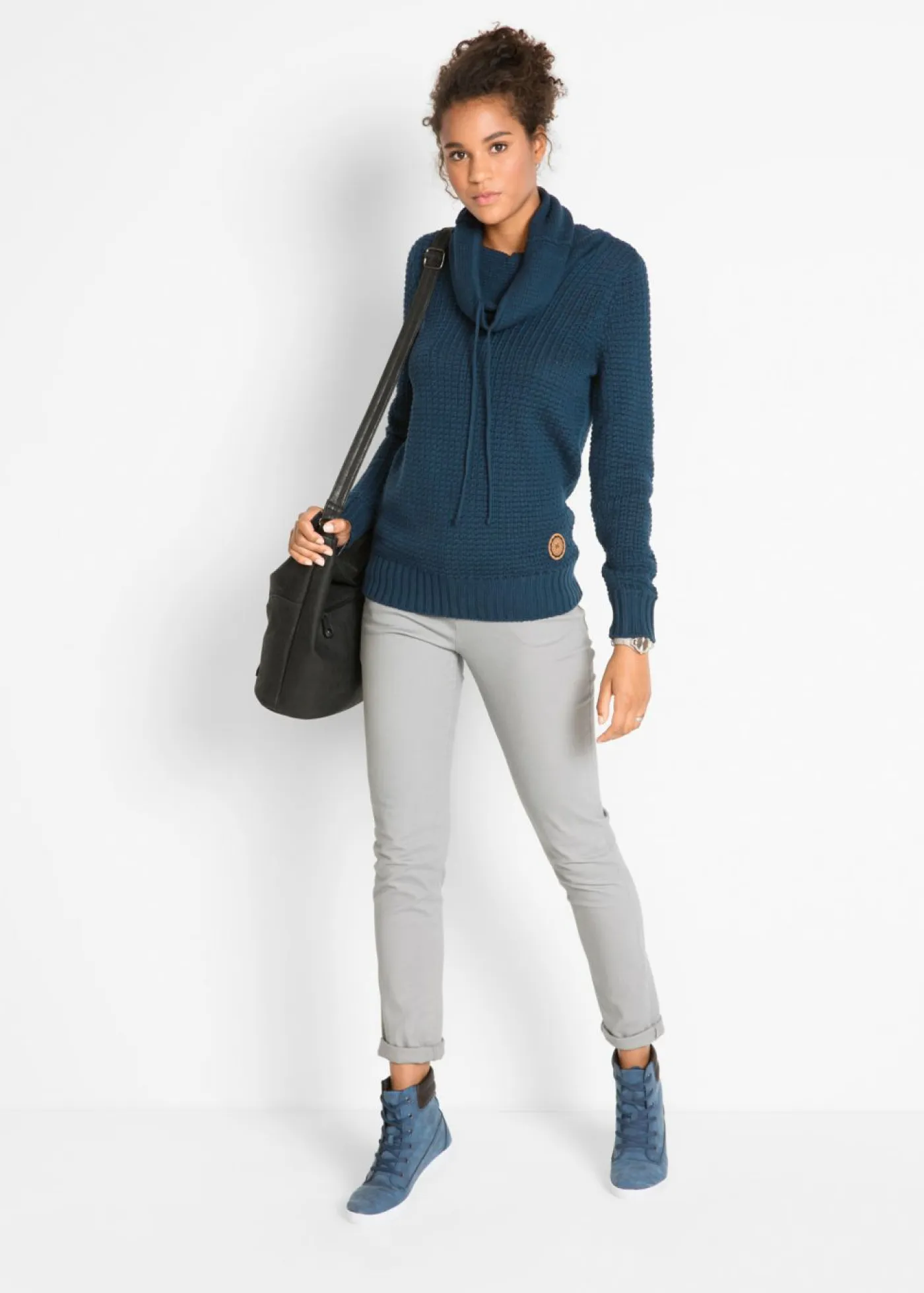 Online Jersey de cuello alto con cordones Mujer Jerséis|Ropa De Punto